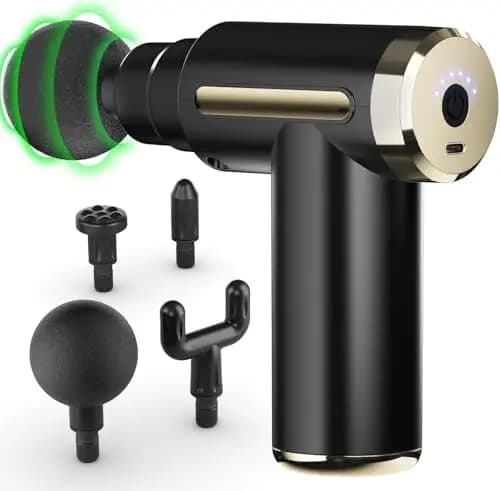 Cotsoco Mini Pistolet de Massage Musculaire, Massage Gun Anti-Douleur Sportif, Masseur à Percussion avec 4 Têtes, adapté à la Maison/Bureau/Salle de Sport, Idéal comme Cadeau pour Femmes et Hommes