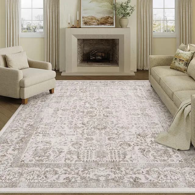 HUGEAR Marron Tapis De Salon Lavable en Machine Tapis Chambre Adulte Grand Tapis Salon 240x300cm Doux Vintage Descente de Lit AntidéRapant Decoration Chambrel Manger
