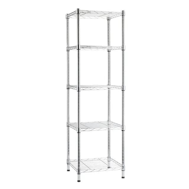 Amazon Basics Meuble de rangement réglable à 5 étagères, Chromé, 40.6 x 40.6 x 137.2 cm (P x l x H)