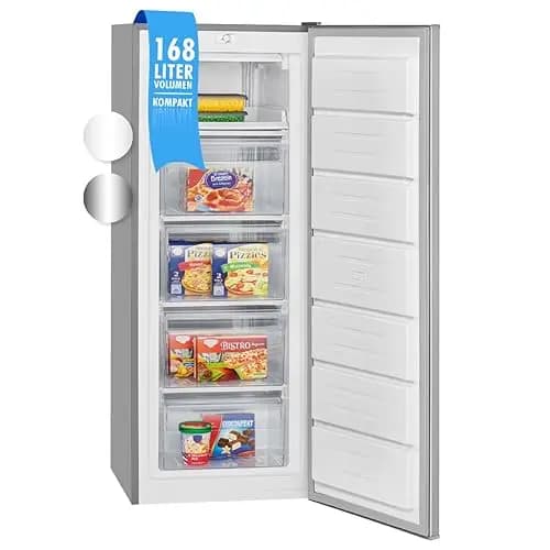 Bomann GS 7340 Stand Gefrierschrank, 168l, 4 Schubladen, stufenlose Temperaturregelung, Edelstahl-Optik