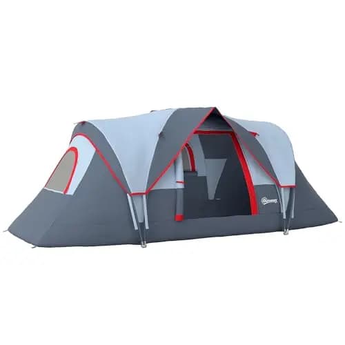 Outsunny Tente de Camping familiale 5-6 pers. - Tente tunelle imperméable légère ventilée Facile à Monter - Grande Porte + 2 fenêtres - 4,55L x 2,2l x 1,8H m Fibre Verre Polyester Oxford