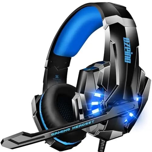 Ozeino Casque Gaming, Casque Gamer pour Ps5, Son Stéréo 3D, Casque avec Microphone Antibruit, Casques avec Jack 3,5 mm,Casque Gaming pour PC Ps4 Xbox Switch, Noir et Bleu