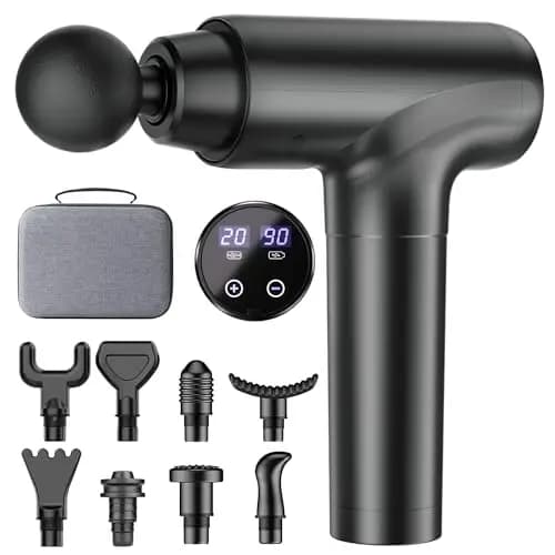 cotsoco Pistolet de Massage Musculaire Silencieux, 9 Têtes, 20 Vitesses, Massage Gun pour Récupération Musculaire, Détente, Cadeau Anniversaire Femme et Homme