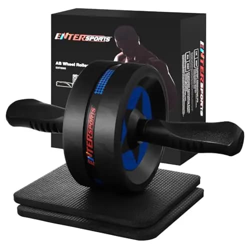 EnterSports Roue abdominale 6 en 1 avec bande de fitness, pompes, tapis pour genoux, appareils de fitness pour abdominaux - Idéal pour les hommes et les femmes à la maison
