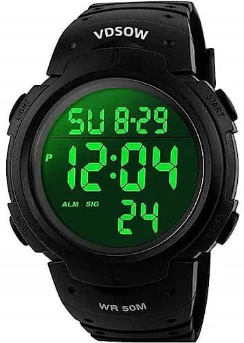 Montre de Sport étanche avec Alarme/Chronomètre, Large Poignet Militaire avec rétro-éclairage LED pour Homme