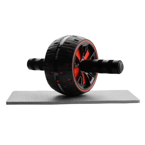 Roue Abdominale, Roulette Abdominaux avec Tapis Charge Max 150 kg Ab Wheel avec Poignées Mousse Ergonomiques, Ab Roller Unisexe pour La Maison et Le Gymnase(Noir et Rouge)