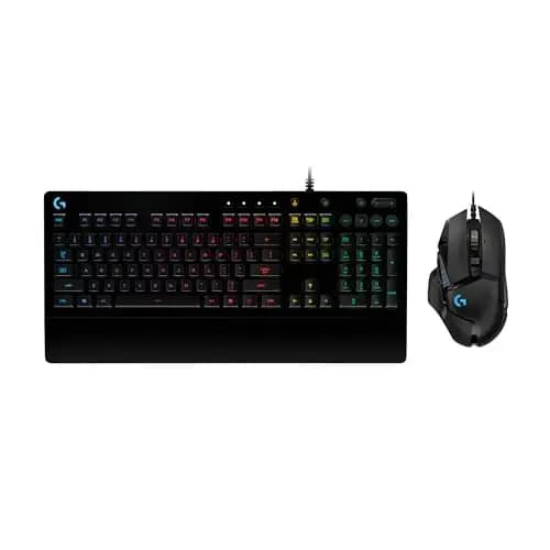 Logitech G G502 HERO souris gaming filaire avec boutons programmables et poids ajustables et G213 RVB clavier gaming rétroéclairé avec touches tactiles -PC-ordinateurs portables, Noir