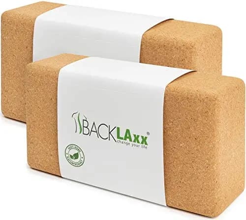 BACKLAXX® Brique yoga en liège à l'unité | Bloc yoga 100% naturel durable | Agréable pour la peau | Fabrication écologique | Vidéo d’utilisation offerte
