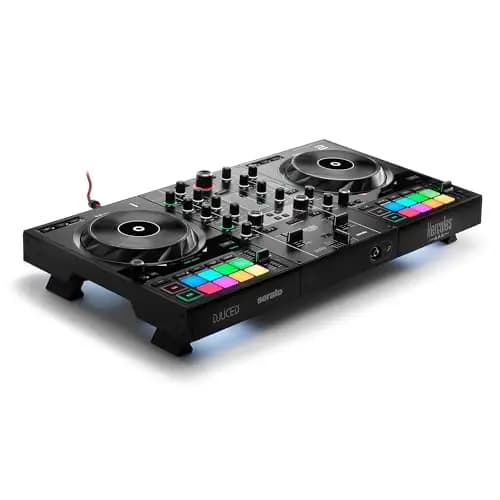 Hercules DJControl Inpulse 500 – Contrôleur DJ USB Professionnel – Serato DJ Lite & DJUCED Inclus – Pieds Rétractables & Plateau Métal – Guide de Mix Lumineux – Entrées Micro & Auxiliaire – Noir