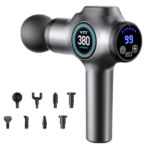 Pistolet de Fascia & Pistolet de Massage Musculaire, 99 Niveaux et 9 Têtes, Charge USB-C 1500 mAh, Masseur Électrique Portable pour Dos, Cou, Jambes – Sport, Bureau, Maison, Cadeau Homme Femme