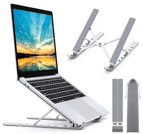 Babacom Support Ordinateur Portable, Support PC Portable à 5 Niveaux Réglables, Refroidisseur en Aluminium Ventilé Lapdesk Compatible avec MacBook, Lenovo, Autres Laptops Tablettes Moniteurs 10"-15.6"