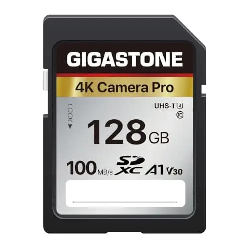 Gigastone Carte Mémoire SDXC 128 Go, 4K Caméra Pro Série, Vitesse de Transfert allant jusqu'à 100 Mo/s. Compatible avec Canon Nikon Sony Caméscope, A1 V30 UHS-I Classe 10 pour 4K UHD Vidéo