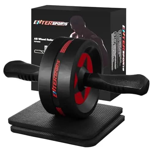 EnterSports Roue abdominale 6 en 1 avec bande de fitness, pompes, tapis pour genoux, appareils de fitness pour abdominaux - Idéal pour les hommes et les femmes à la maison