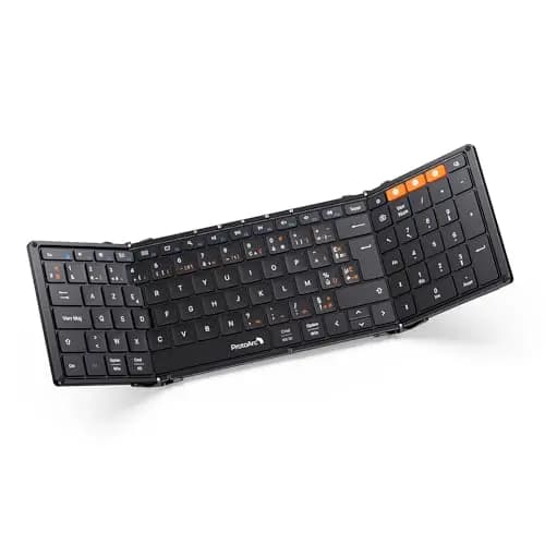 ProtoArc XK01 Clavier Bluetooth Pliable, AZERTY Clavier sans Fil Portable avec Pavé Numérique, Clavier Pliant Pleine-Taille Rechargeable pour Android Windows iOS Téléphone Tablette iPad
