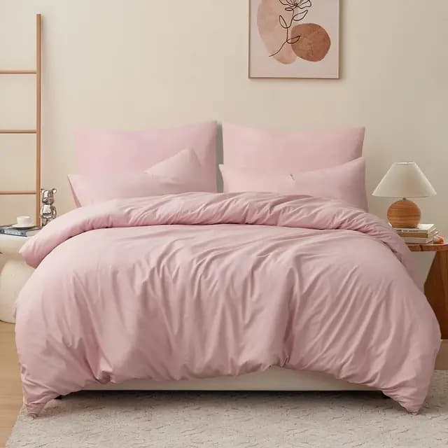 RUIKASI Housse de Couette 220x240 cm Rose avec Fermeture Éclair – Parure de Lit 2 Personne pour Lit 180x200 avec 2 Taie d'oreiller 65x65 cm – Ensemble en Microfibre Infroissable