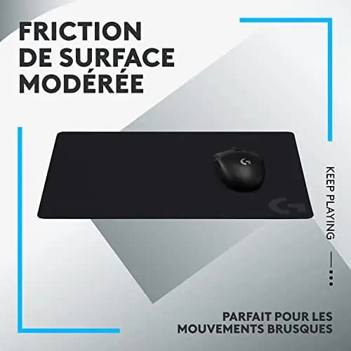 Logitech G G240 Cloth Tapis de Souris de Jeu, Optimisé pour Les capteurs, Friction modérée,Tapis de Souris antidérapant, Accessoires de Jeu Mac et PC, 340 x 280 x 1 mm - Noir