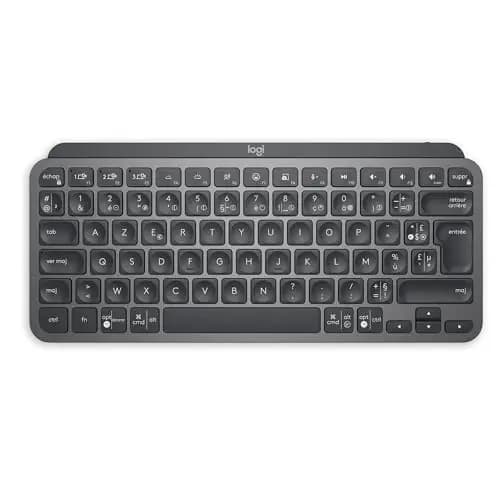 Logitech MX Keys Mini Minimaliste Clavier sans Fil Illuminé, Compact, Bluetooth, Rétroéclairé, USB-C, Compatible Apple macOS, iOS, Windows, Construction métal, Francais AZERTY - Gris foncé