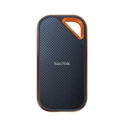 SanDisk Extreme PRO Disque SSD Externe 1 To (Portable NVMe SSD, jusqu'à 2000 Mo/s en lecture / écriture, USB-C, Résistance à la poussière et à l'eau classée IP65) Noir