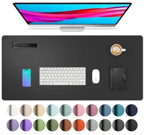 Aothia Sous-main, tapis de bureau en cuir PU, tapis de souris, protection de bureau antidérapante, bloc-notes de bureau étanche pour le bureau et la maison (80 cm x 40 cm, noir)