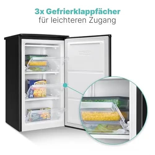 Bomann® Petit congélateur | Congélateur 4 étoiles | Congélateur 3 compartiments | Silencieux | ≤ -18 °C | Butée de porte interchangeable | Mini Freezer 60 L | Petit congélateur | GS 7256 noir