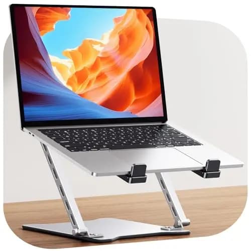 Babacom Ultra-Mince Support Ordinateur Portable Bureau, Compact Rehausseur PC Portable Ergonomique Pliable, Refroidisseur Laptop Stand Réglable & Léger, Compatible avec MacBook Tablettes (10”-15,6”)