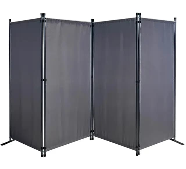 QUICK STAR Paravent 220 x 165 cm Séparateur de Tissu Jardin en 4 Parties Pliable Balcon Écran de confidentialité partition Gris