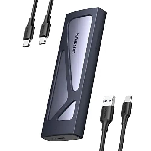 UGREEN Boîtier M.2 SSD NVMe USB 3.2 Gen 2 10 Gbps Adaptateur NVMe SSD M.2 2230 2242 2260 2280 Compatible avec iPhone 17 Pro Max Air 16 15 Mac MacBook PC Windows Linux PS5 Xbox Deux Câbles Inclus