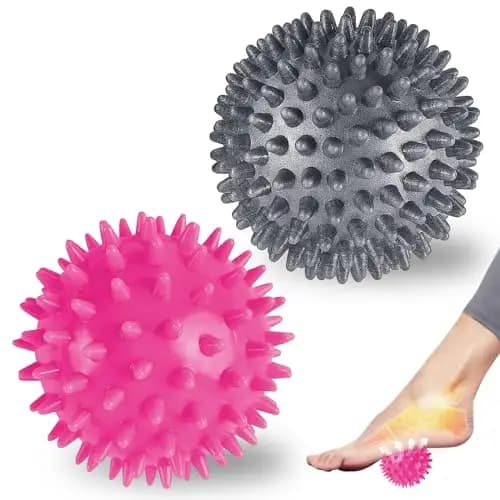 2 Pièces Balle de Massage Set, Rose et Gris Boule Hérisson, massage de trigger point, Pour massage Pour Massage du Dos, Des Pieds, Des Jambes et Des Mains Muscle Relax(7CM )