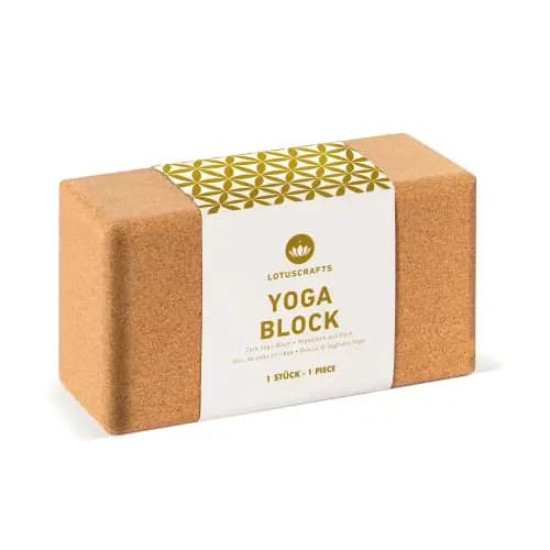 LOTUSCRAFTS Bloc de yoga en liège Supra Grip, brique à l'unité ou lot de 2, fabriqué écologiquement au Portugal, pour le et le pilates, yoga block pur débutants et avancés