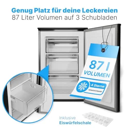 Bomann GS 7253 Stand Gefrierschrank, 55 cm breit, 87 L, 3 Gefrierschubladen, schwarz (772531)