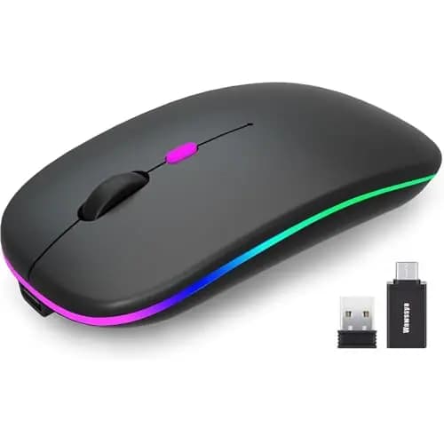 Souris sans Fil USB 2,4 GHz - Souris Bluetooth Suivi Optique 800/1200/1600 DPI Double Mode Rechargeable pour Ordinateur Portable, PC, iOS, Android, iPad, Windows