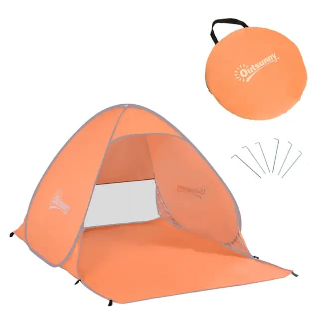 Outsunny Abri de Plage Pop-up Orange