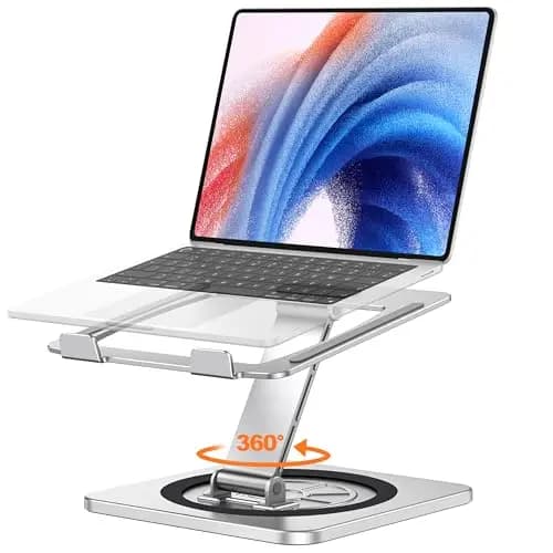 EOIWUY Support Ordinateur Portable Rotation 360°, Support PC Portable Bureau Réglable à Refroidissement Rapide, pour Travail d'Équipe Laptop Stand Ergonomique Racks Compatible avec Tous Laptops 10-16"