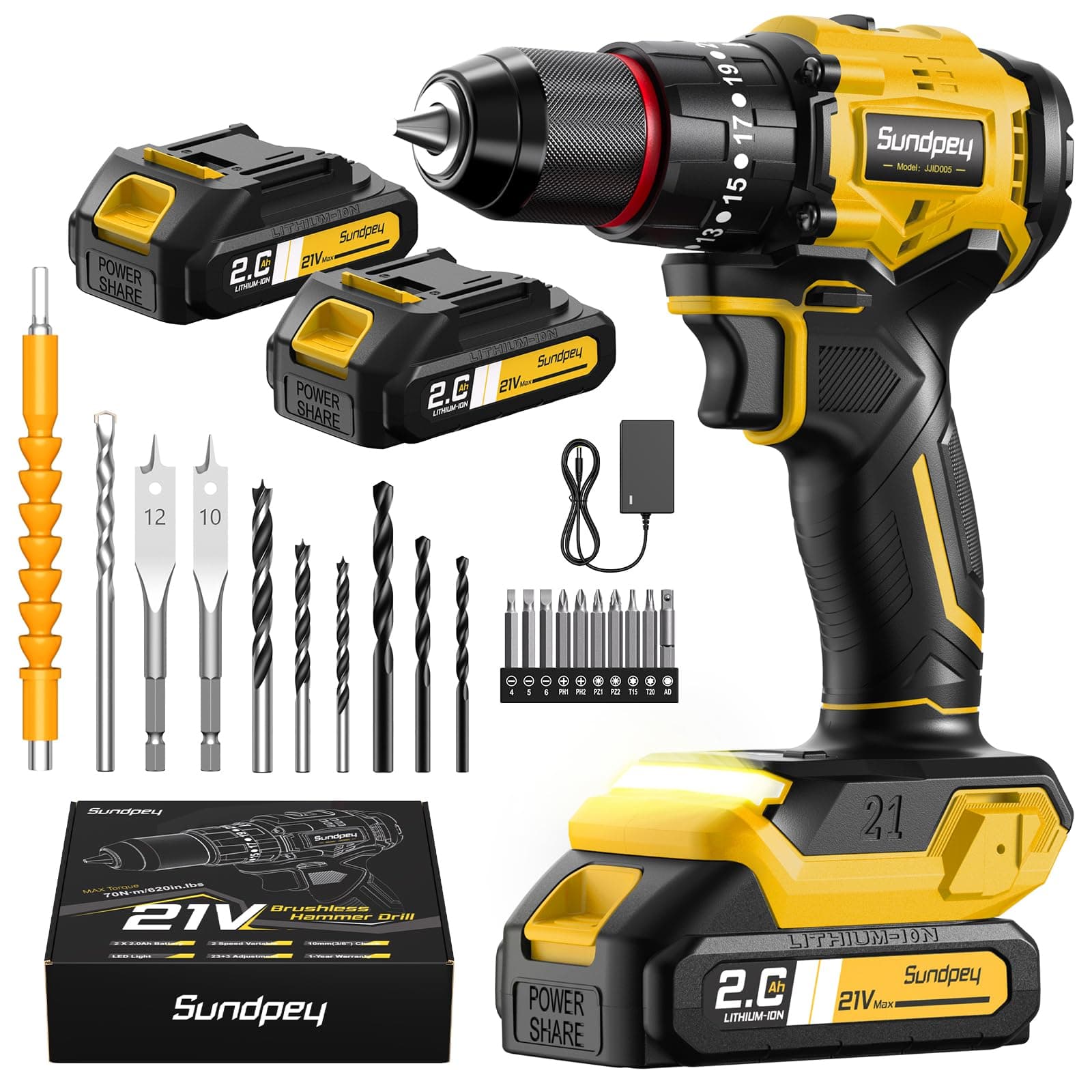 Sundpey Perceuse Visseuse Sans Fil 21V