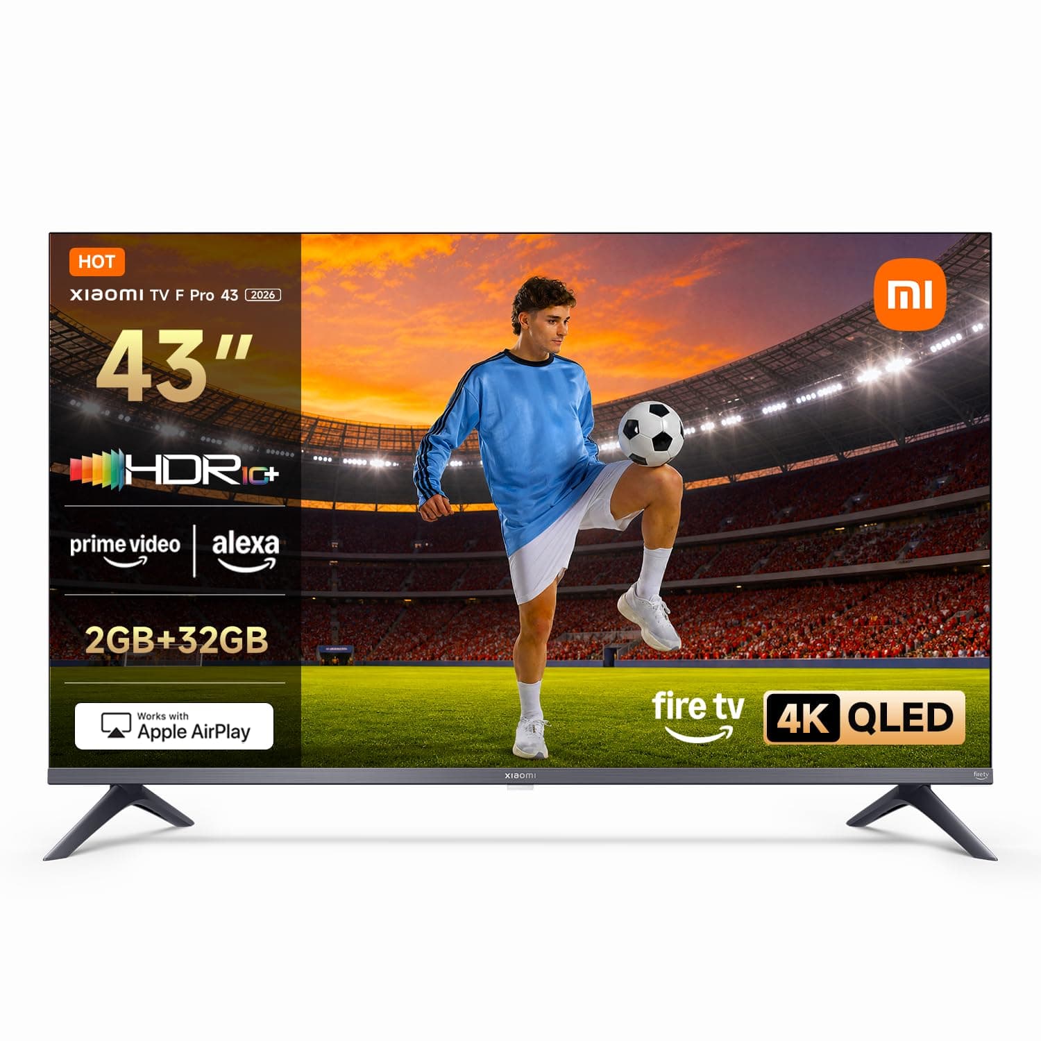 XIAOMI TV F Pro 43, 101 cm (43 Pouces), 4K UHD QLED, Smart TV, Fire TV, Contrôle Vocal Alexa, HDR10+, MEMC, 2Go+32Go, Compatible avec AirPlay