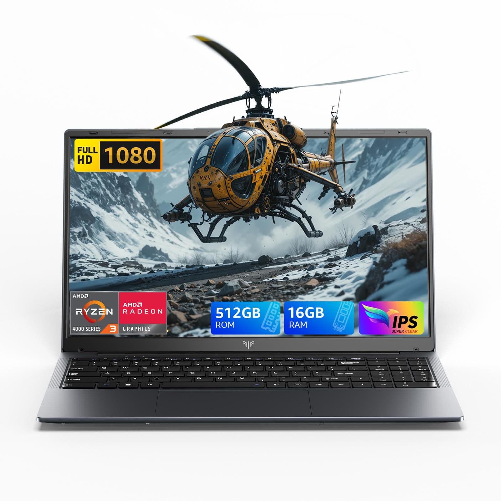 2026 Ordinateur Portable 15,6" avec Ryzen 4300U jusqu'à 3,7GHz (Défaite Core i5-8210Y), 16GB RAM DDR4*2 + 512GB SSD M.2 avec 11 Pro Préinstallé, FHD,BT5.2,USB3.2,Type-C, 54,7Wh PC Portable