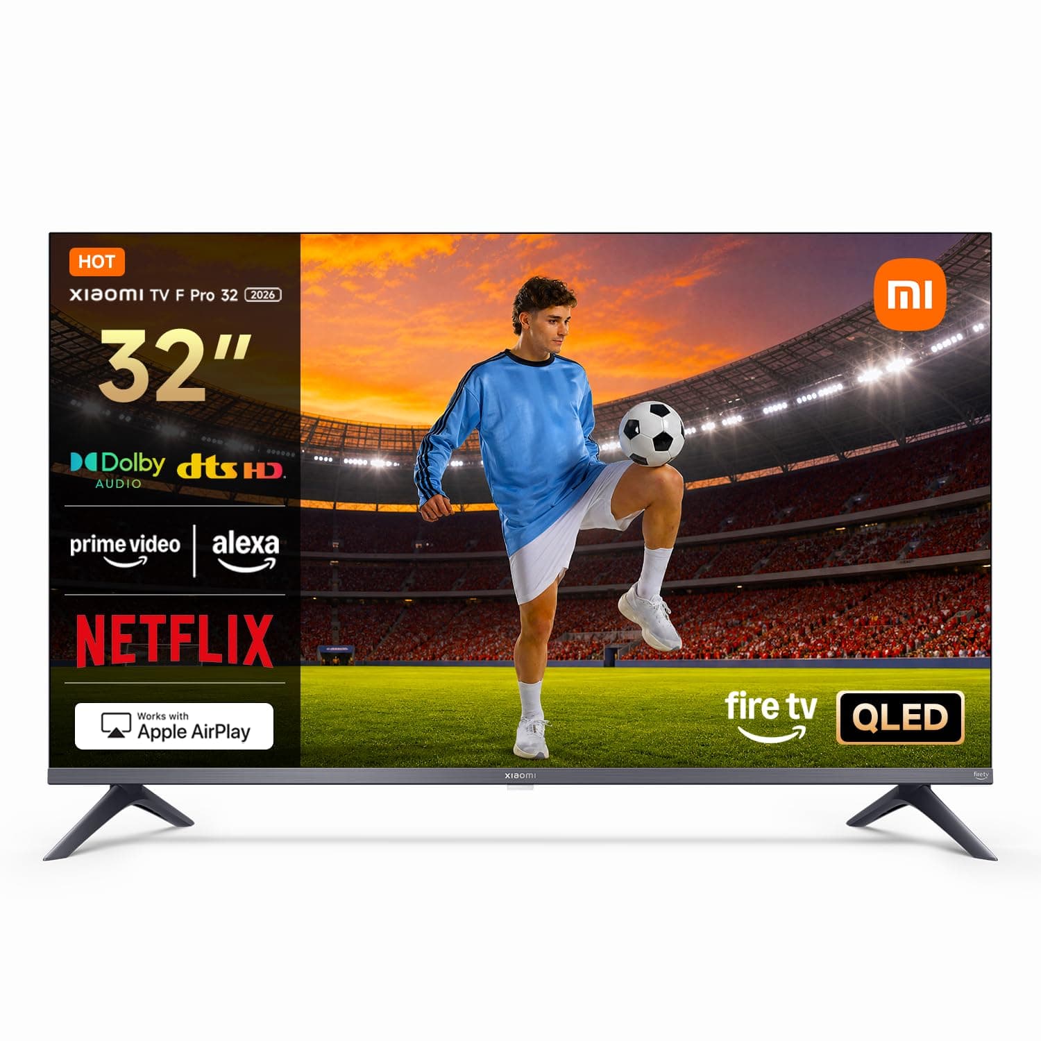 XIAOMI TV F Pro 32, 81 cm (32 Pouces), QLED, Smart TV, Fire OS7, Contrôle Vocal Alexa, Dolby Audio™, DTS Virtual:X, DTS-HD, Compatible avec Apple AirPlay