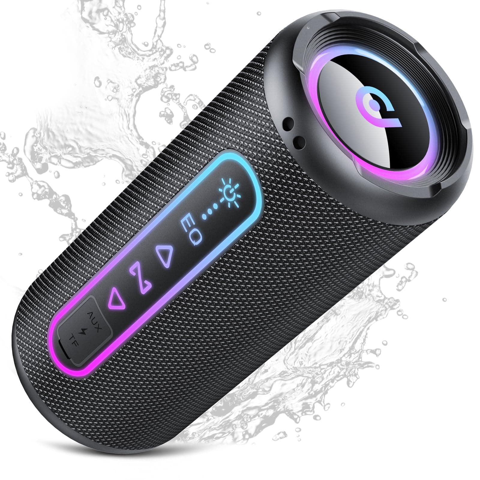 Enceinte Bluetooth 5.4, 25W Enceinte Bluetooth Puissante Portable avec Bass Puissantes, Autonomie 24H, TWS Stéréo Haut Parleur sans Fil, Lumière RGB, Étanche IPX7, Speaker pour Fêtes Voyage, AUX/TF