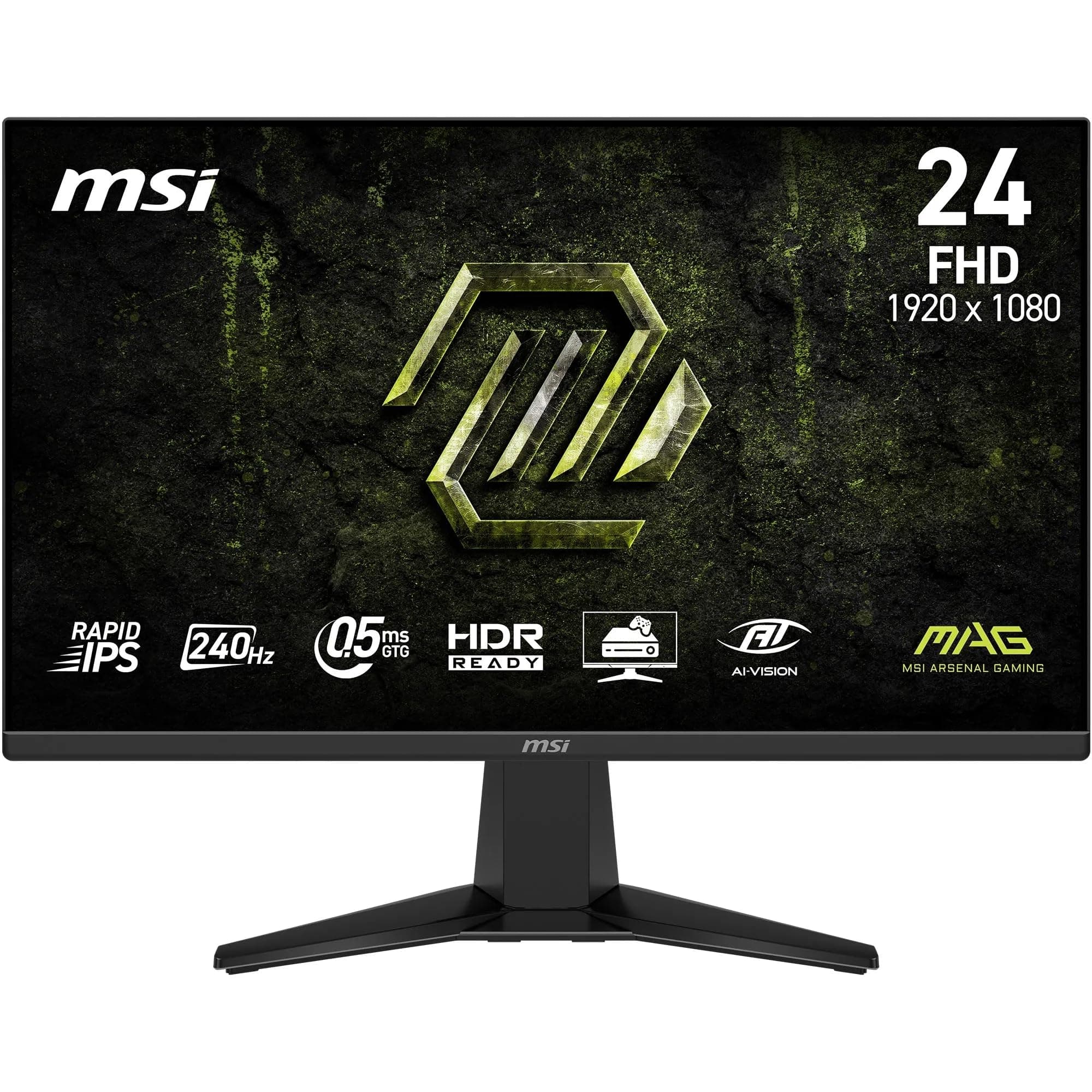 MSI MAG 245F X24 Écran Gaming 24'' FHD - Dalle Rapid IPS 1920 x 1080, 240 Hz / 0,5 ms, HDR Ready, AMD FreeSync™ Premium, AI Vision, HDMI 2.0b, DP 1.2a, Design sans Bordure, Compatible VESA, Noir – Image 1