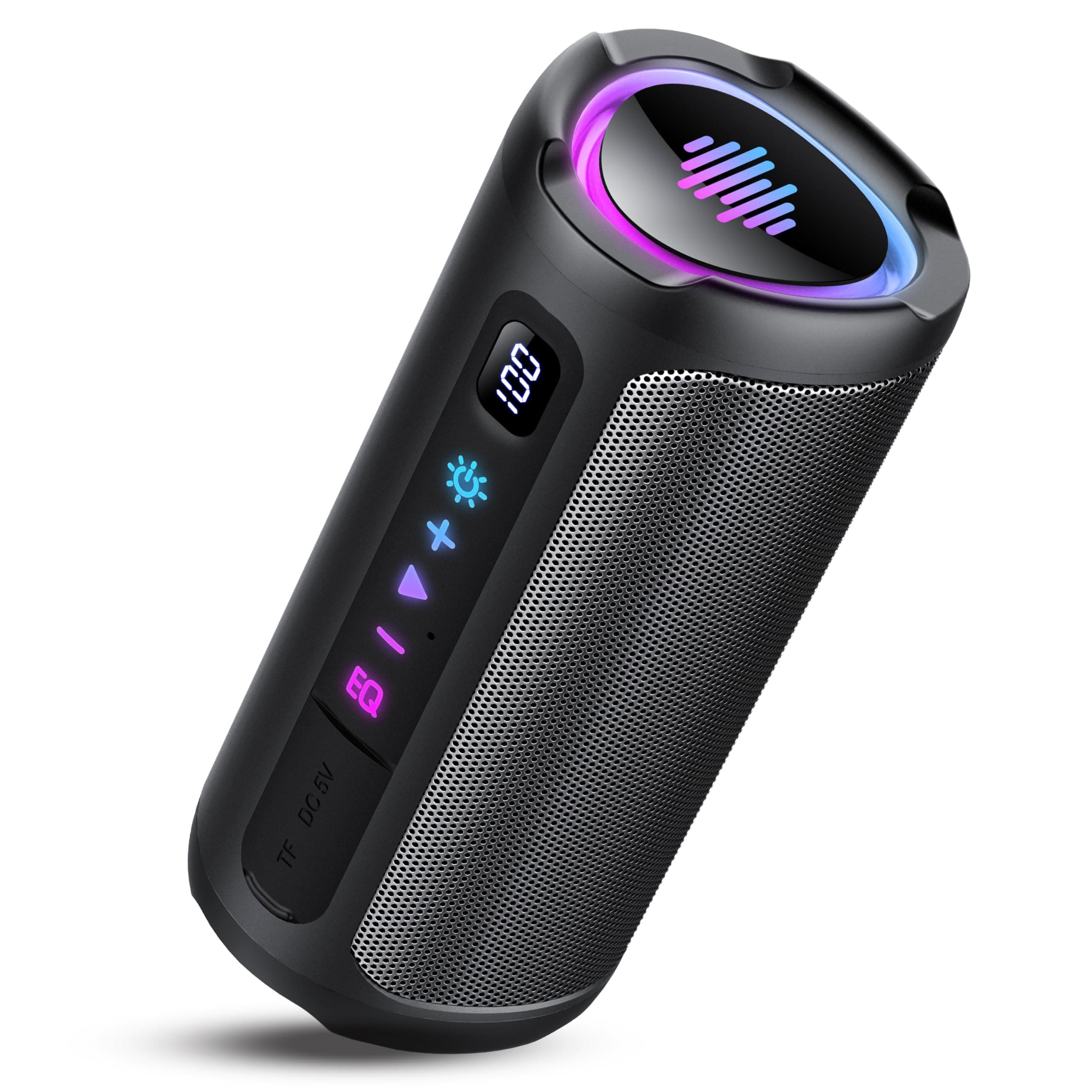 aowoka Enceinte Bluetooth Puissante sans Fil avec Lumière LED, Écran Numérique Haut-Parleur Portable 20W, Basses Améliorées, Autonomie 20H, Bluetooth 5.4, Étanche IPX7, pour Voyage/Sport/Fête