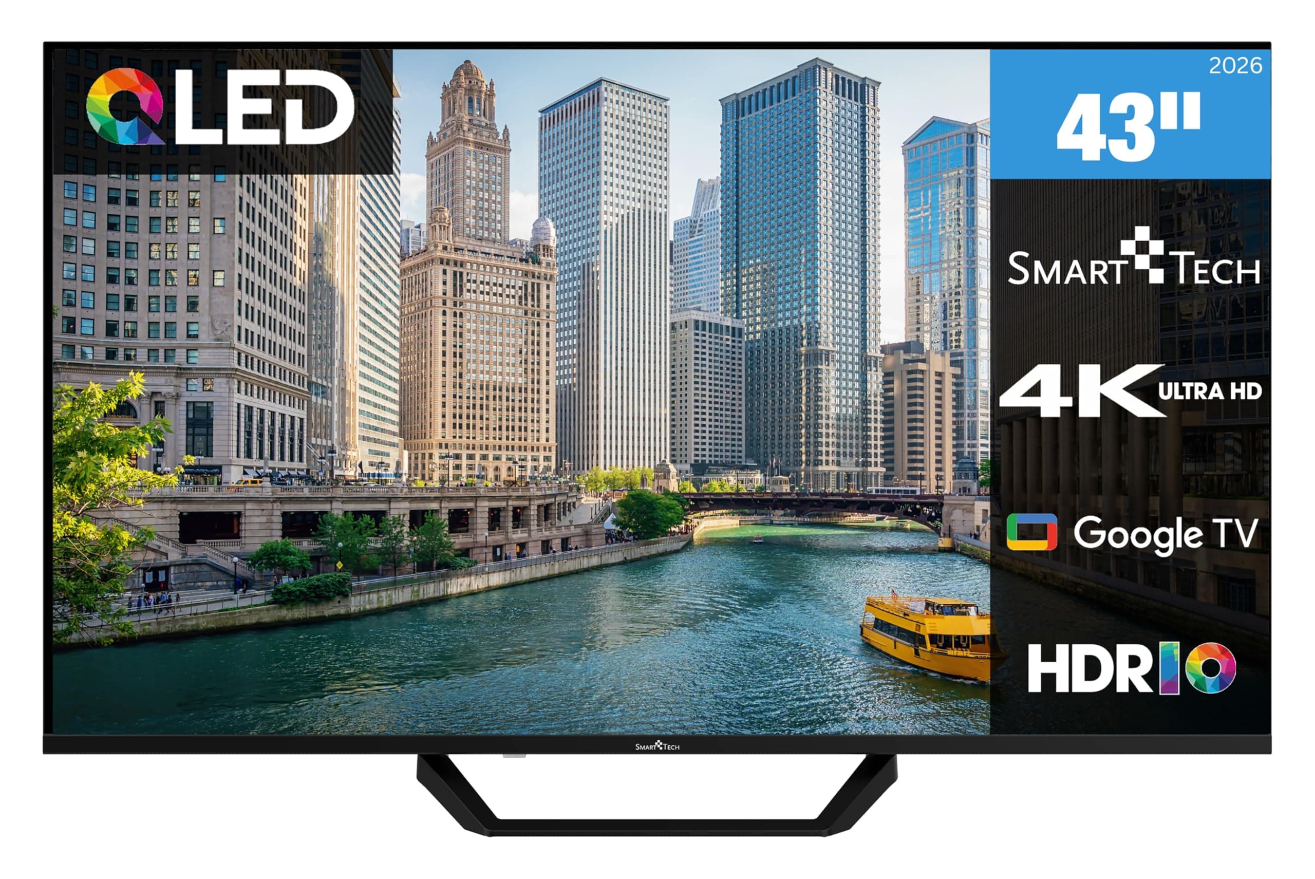 Smart Tech QLED 43QG06V2 Téléviseur Google TV HDR avec résolution 4K UHD, Bluetooth et Triple Tuner, Smart TV 43QG06V2 (2026)