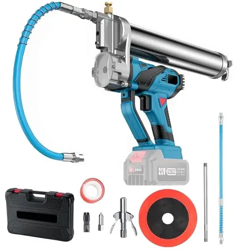 LIROPAU Pompe A Graisse Electrique Compatible avec Makita 18 V Batterie - 6 OZ/Min - 10000 PSI Pistolet à Graisse sans Fil avec Tuyaux, Tuyau de 45 cm, 1 Pince-étau, Pointe Pointue, Cheveux Courts