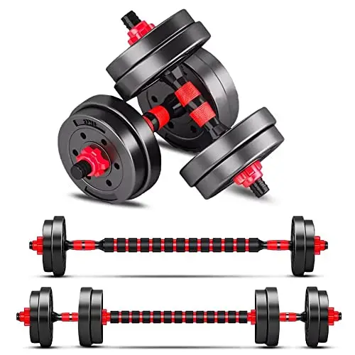 Haltères réglables, bon marché Set,2 en 1 de Dumbbell avec barres raccordées,haltere musculation,revêtement en caoutchouc avec disques, jeu de poids d'entraînement pour équipements de gym à la maison