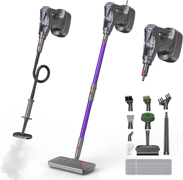 Nettoyeur vapeur et balai vapeur avec PowerPad, 29 accessoires, nettoyage écologique sans produits chimiques, pour tous les sols, tapis, fenêtres, salles de bains et cuisines