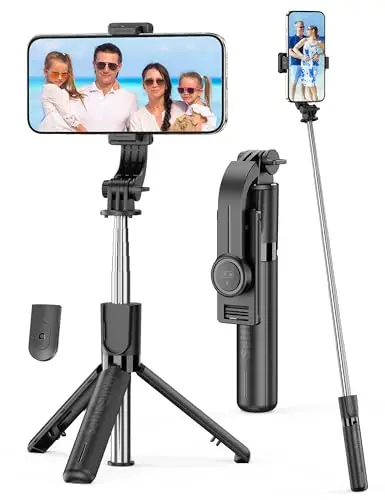Mini Perche a Selfie, Extensible Trépied pour Téléphone avec Télécommande Détachable Portable Selfie Stick et Trepied de Voyage, Trépied Smartphone Compatible avec iphone 16/15/14/13/Samsung/Gopro