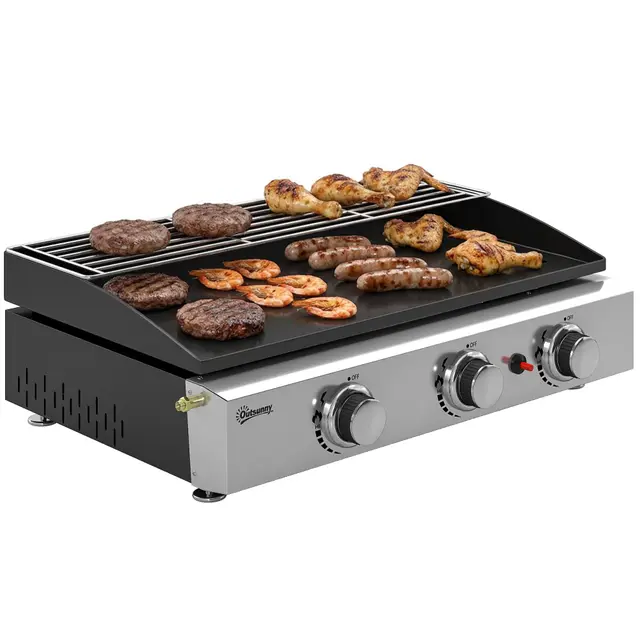Outsunny Plancha Gaz 3 Brûleurs