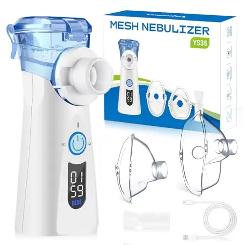 VapZen Nebulisateur Inhalateur Silencieux pour Adultes et Enfants Nebulisateur Écran Numérique et Autonettoyant Aerosol Portable Chronométré Rechargeable