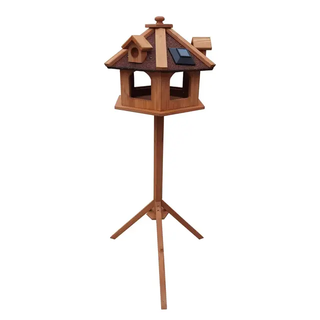 Vogelfutterhaus mit Ständer aus Tannenholz 130cm wetterfestes Wildvögel Vogelhaus mit Gauben