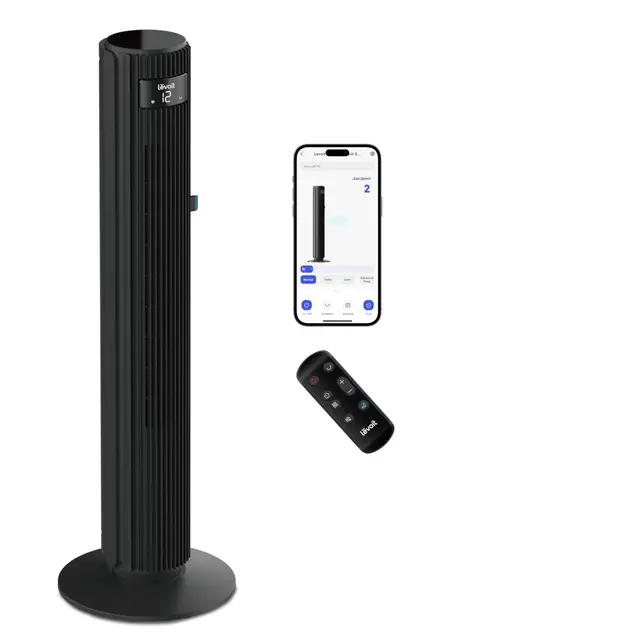 LEVOIT Ventilateur Colonne WiFi Silencieux 25dB, 108 cm pour Grande Pièce, Contrôle par App Alexa, avec 7.9m/s DC, 12 Vitesses de Vent, Oscillant à 90, Ajusteur Haut et Bas 60 pour Maison