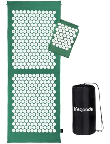 LifeGoods Tapis d'acupression XL avec coussin - Tapis de presse sans fil - Tapis d'acupression - Tapis d'acupression - Tapis d'acupression - Tapis de massage - Dos - Tapis à picots - Tapis Fakir